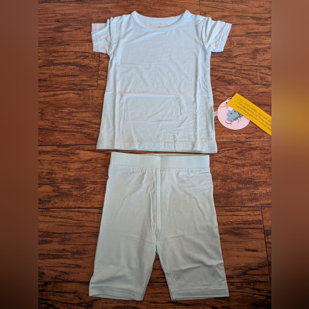 NWT‎ Bamboo Baby Blue 2 Piece Short Pajama Set